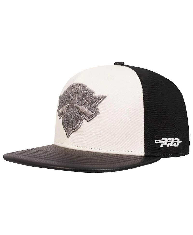 Pro Standard Men's Cream/Black New York Knicks French Terry Snapback Hat