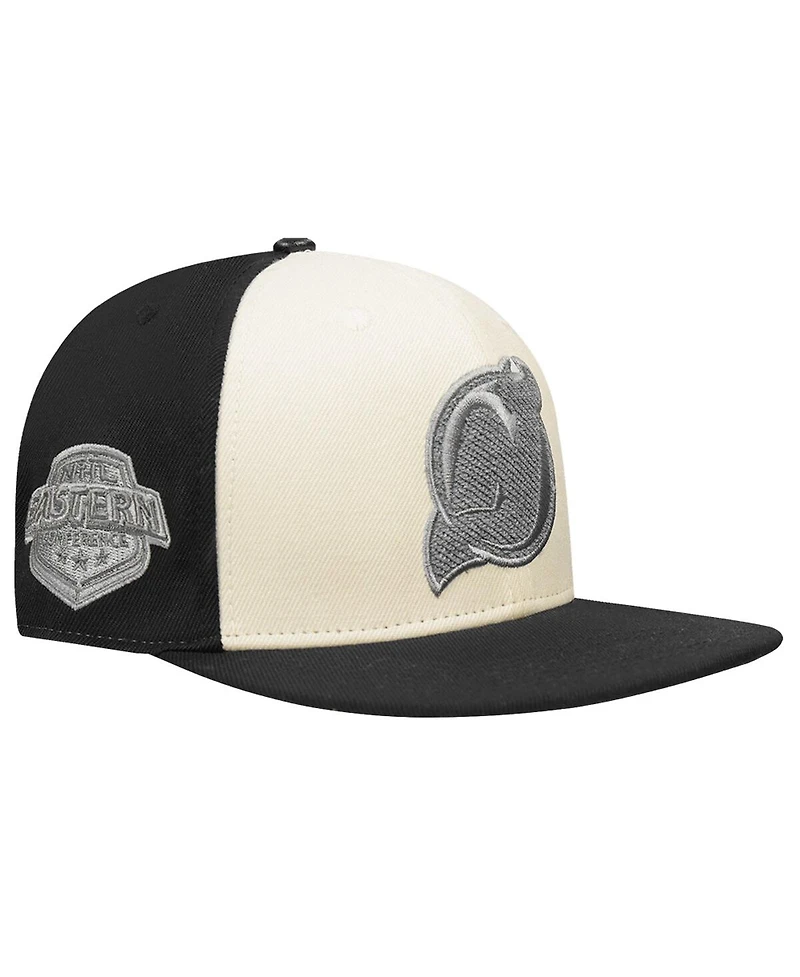 Pro Standard Men's Cream/Black New Jersey Devils French Terry Snapback Hat