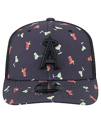 New Era Men's Black Los Angeles Angels Adventure Drinks Pattern 9SEVENTY Stretch-Snap Hat
