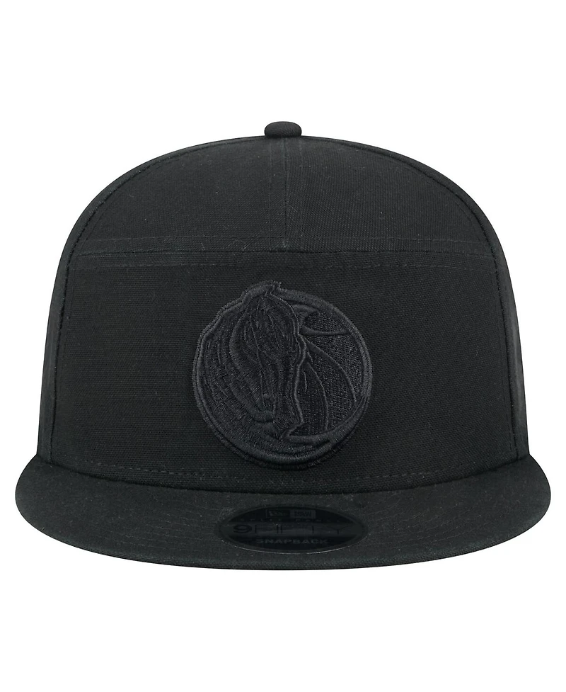 New Era Men's Black Dallas Mavericks Adventure Canvas Split Panel 9FIFTY Snapback Hat