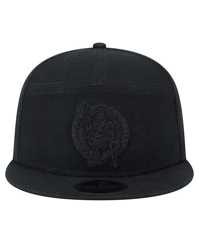 New Era Men's Black Boston Celtics Adventure Canvas Split Panel 9FIFTY Snapback Hat