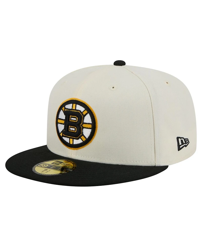 New Era Men's White Boston Bruins Chrome Two-Toned 59FIFTY Fitted Hat