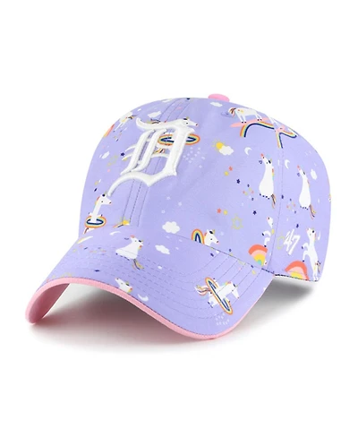 '47 Brand Big Girls Lavender Detroit Tigers Unicorn Clean Up Adjustable Hat