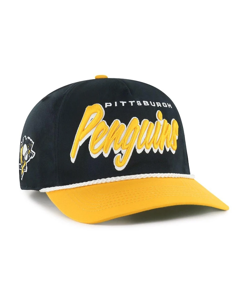 '47 Brand Men's Black/Gold Pittsburgh Penguins Drop Shadow Rope Hitch Adjustable Hat