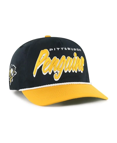 '47 Brand Men's Black/Gold Pittsburgh Penguins Drop Shadow Rope Hitch Adjustable Hat