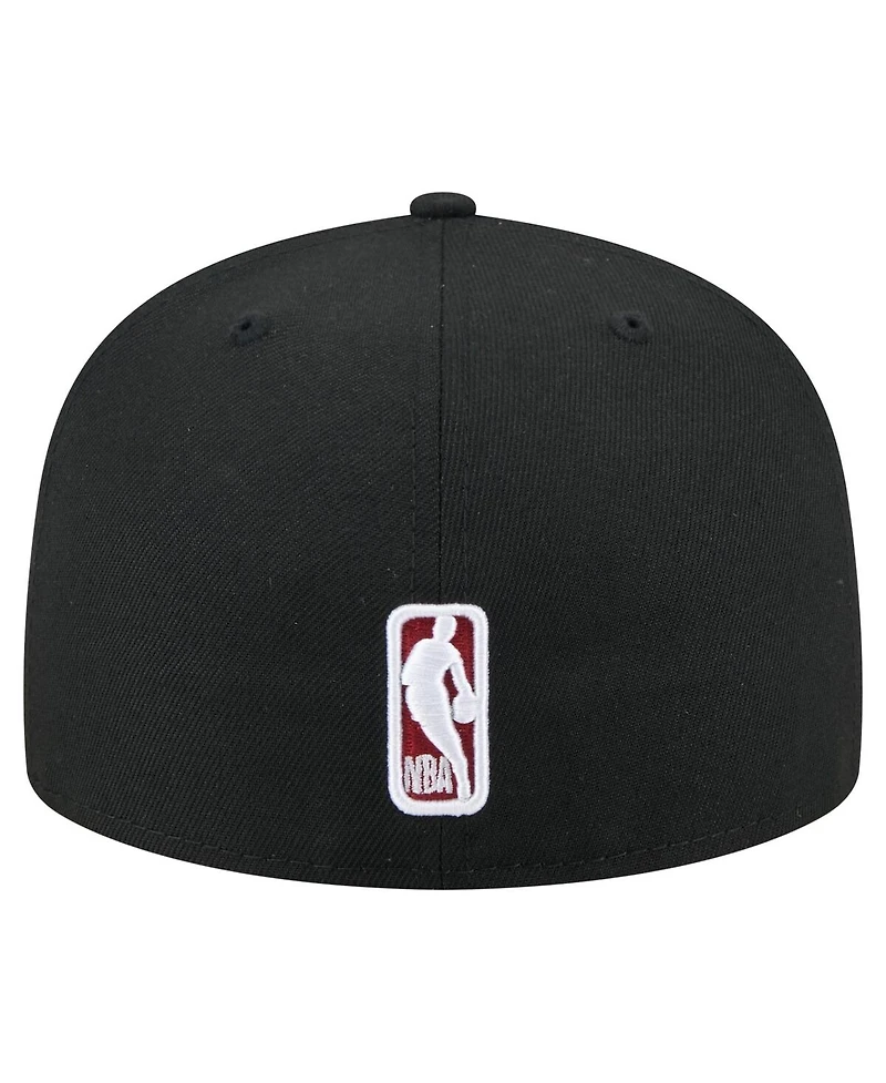 New Era Men's Black Miami Heat State Stitch 59FIFTY Fitted Hat