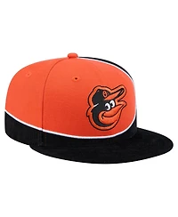 New Era Men's Black/Orange Baltimore Orioles Retro Split Corduroy Snapback Hat