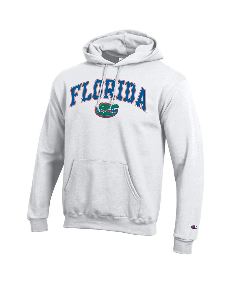 Champion Men's White Florida Gators Arched Logo Fleece Pullover Hoodie