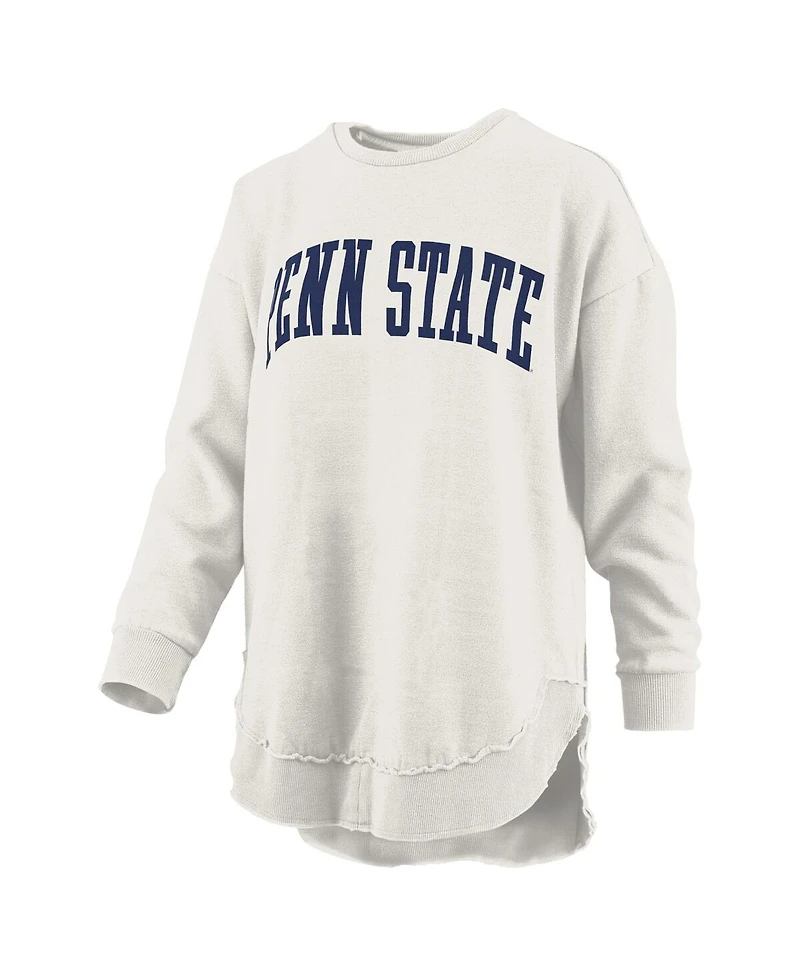 Pressbox Women's Oatmeal Penn State Nittany Lions Melange Poncho Vintage Fleece Long Sleeve Pullover Sweatshirt