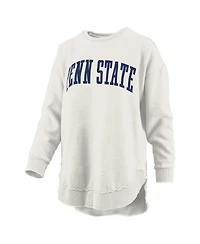 Pressbox Women's Oatmeal Penn State Nittany Lions Melange Poncho Vintage Fleece Long Sleeve Pullover Sweatshirt