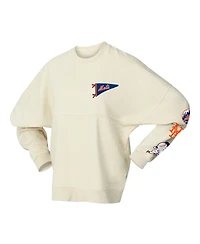 Fanatics Women's Tan New York Mets Pennant Flag Branded Fleece Pullover Sweatshirt