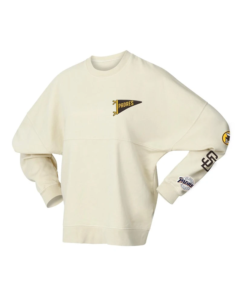 Fanatics Women's Tan San Diego Padres Pennant Flag Branded Fleece Pullover Sweatshirt