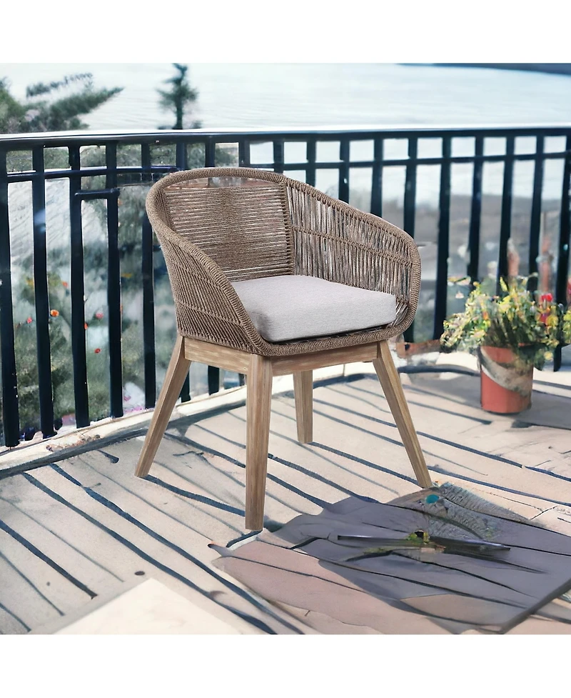 Outdoor Solid Wood Dining Chair with Cushion Perfect for Patio & Garden