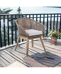 Outdoor Solid Wood Dining Chair with Cushion Perfect for Patio & Garden