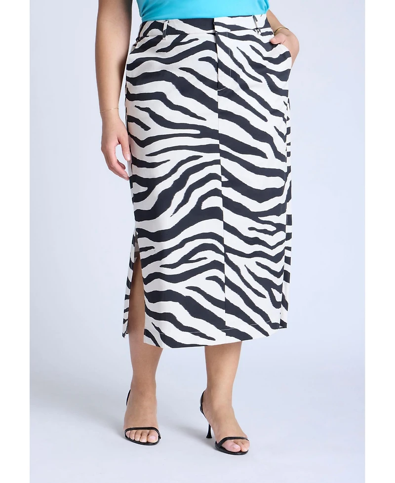 Eloquii Women's Printed Midi Skirt