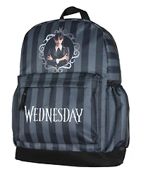 Wednesday Addams Tv Show Portrait Striped Travel School Backpack For Daily Use