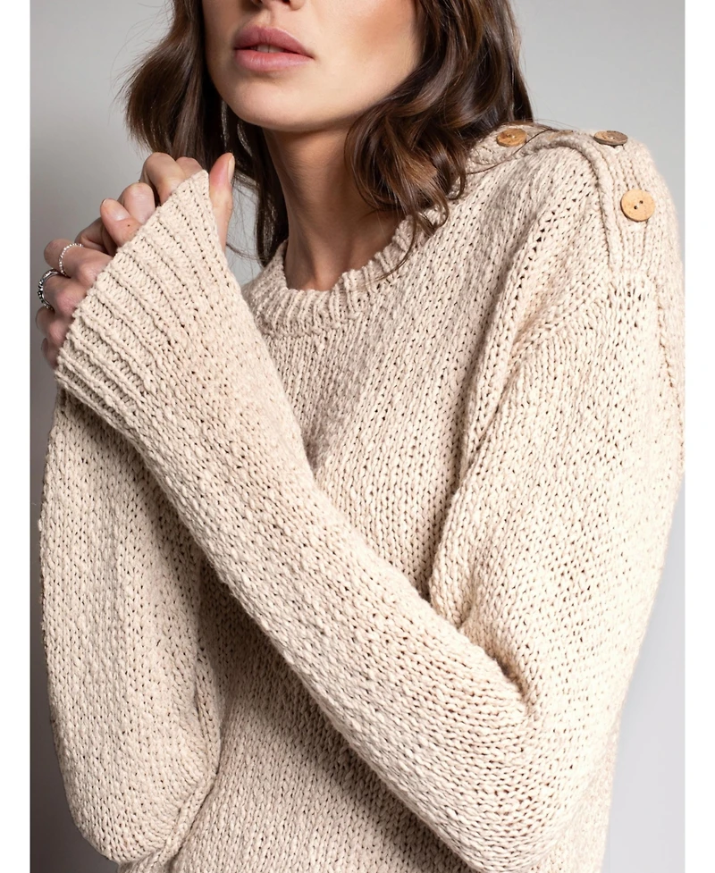 Celtic & Co. Women's Slub Knit Button Detail Sweater