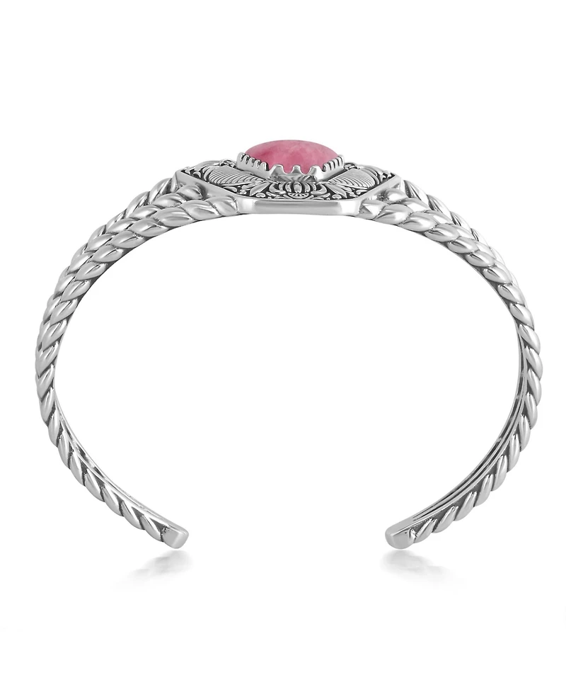 Sterling Silver Rhodonite Trapezoid Cuff Bracelet