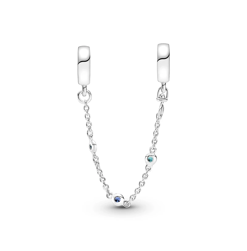 Pandora Triple Blue Stone Safety Chain Charms