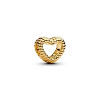 Pandora Gold-Plated Beaded Open-Heart Charms