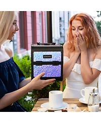 Byootique Rolling Makeup Train Case 3-Piece Cosmetic Organizer Kit Trolley Organizer Travel Case Lockable Salon Barber Case Traveling Cart Trunk with