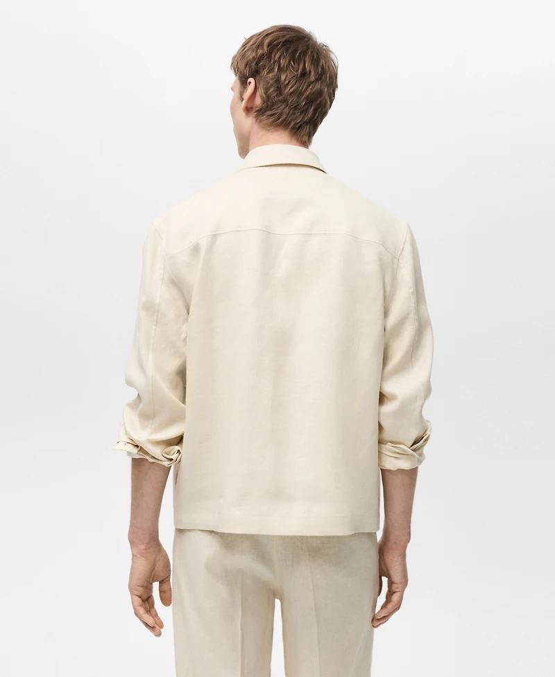 Mango Men's Linen Full-Zip Jacket