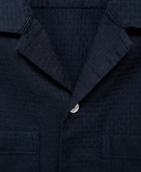 Mango Men's Cotton Check Seersucker Shirt