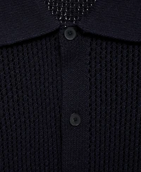Mango Men's Openwork Knit Cotton Shirt