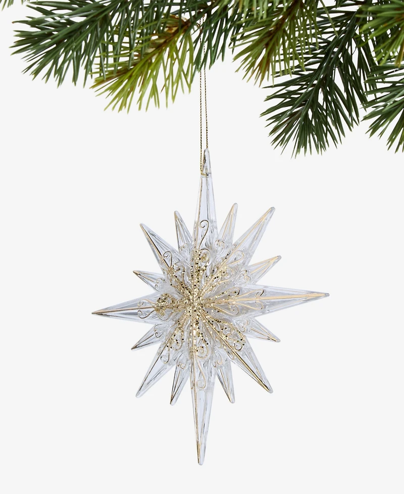 Holiday Lane Blessed Clear and Gold-Tone Snowflake Ornament, Macy's Exclusive