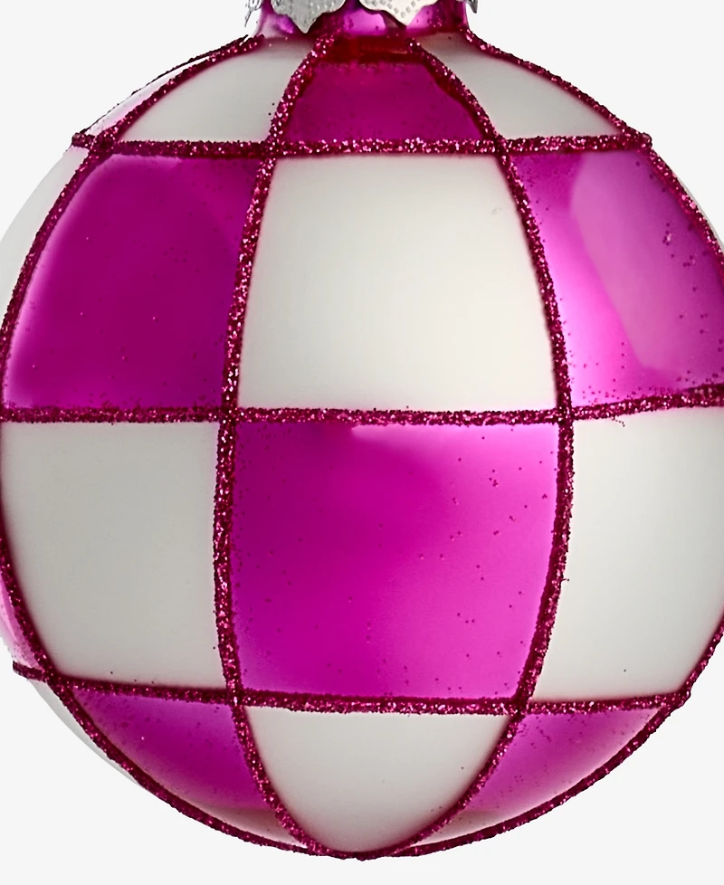 Holiday Lane Merry Magic Pink Checkered Ball Ornament, Macy's Exclusive