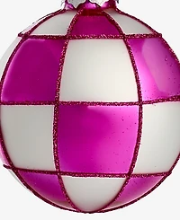 Holiday Lane Merry Magic Pink Checkered Ball Ornament, Macy's Exclusive