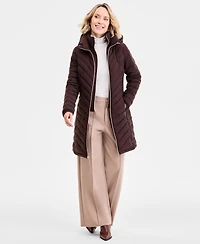 Michael Kors Petite Hooded Bibbed Puffer Coat
