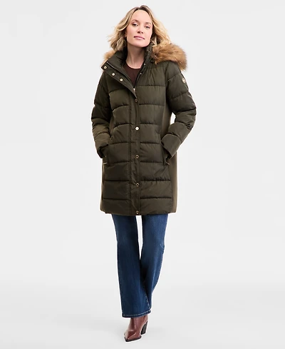 Michael Kors Women's Faux-Fur-Trim Hooded Puffer Coat, Exclusively at Macy's