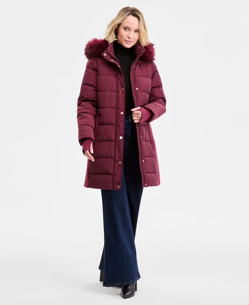 Michael Kors Women's Faux-Fur-Trim Hooded Puffer Coat, Exclusively at Macy's