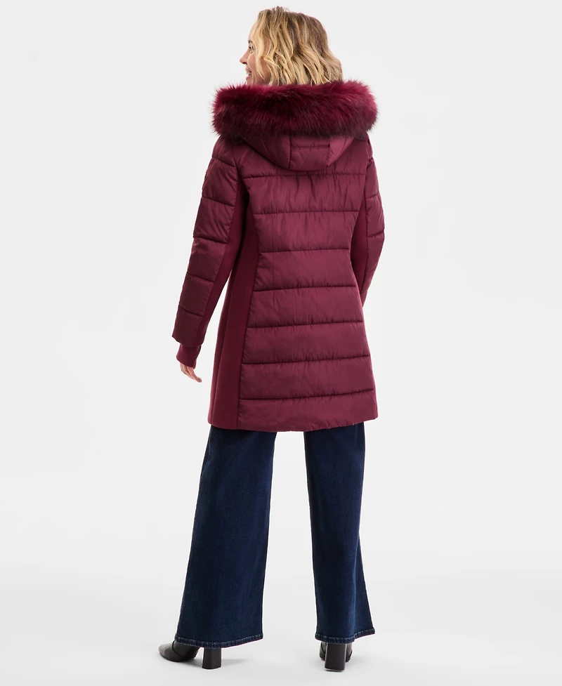 Michael Kors Women's Faux-Fur-Trim Hooded Puffer Coat, Exclusively at Macy's