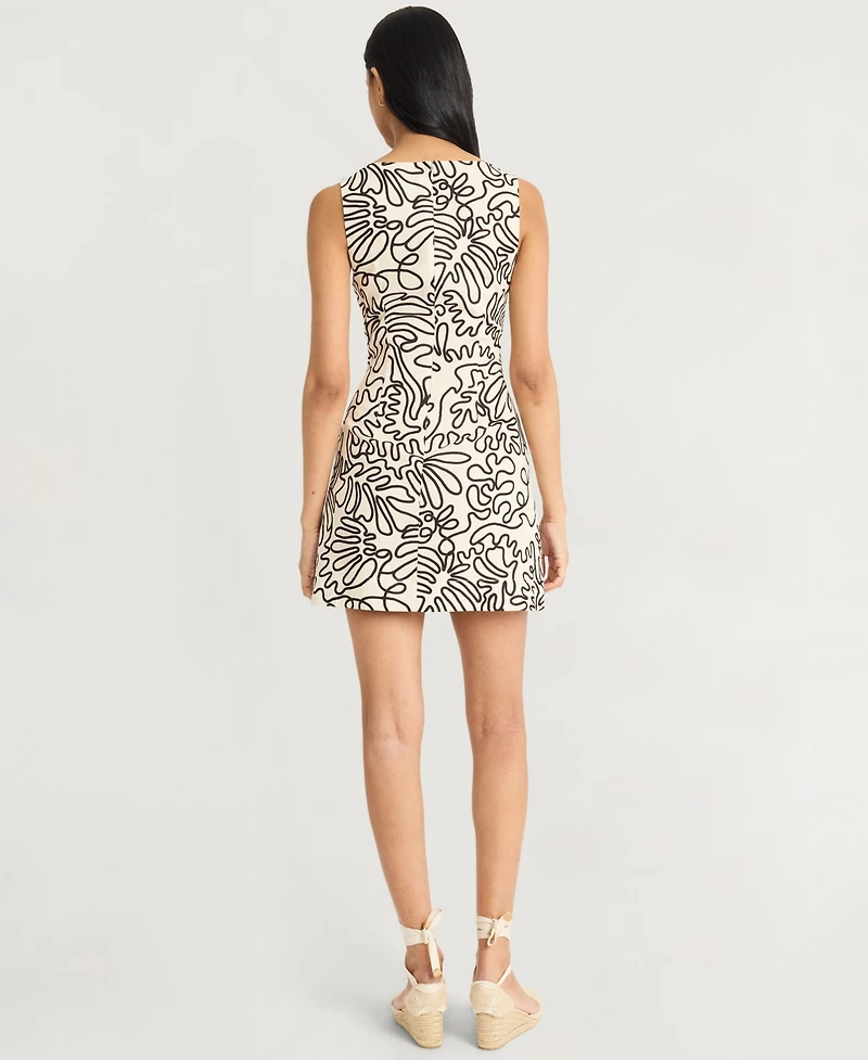 The Good Journey Women's Printed Square-Neck Sleeveless Mini Dress