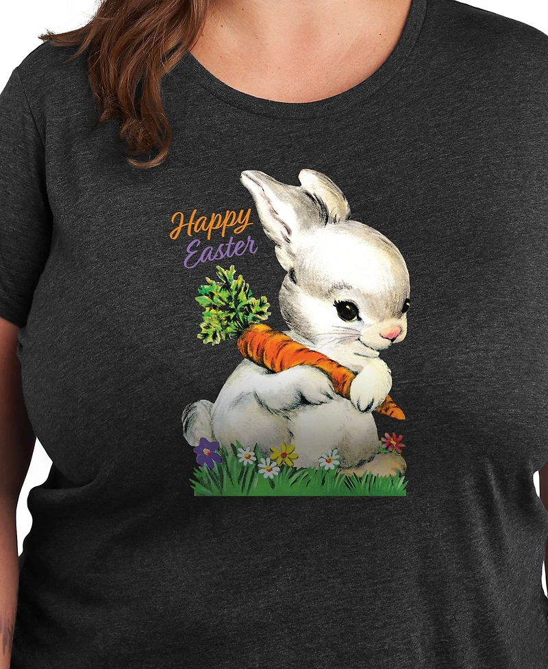 Hybrid Apparel Plus Vintage Easter Bunny Graphic Crew Neck T-Shirt