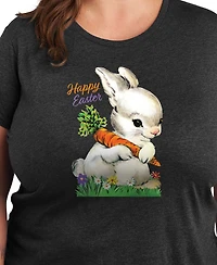 Hybrid Apparel Plus Vintage Easter Bunny Graphic Crew Neck T-Shirt