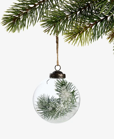 Holiday Lane Nordic Wonderland Glass Ball with Pine Ornament, Macy's Exclusive