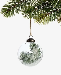 Holiday Lane Nordic Wonderland Glass Ball with Pine Ornament, Macy's Exclusive