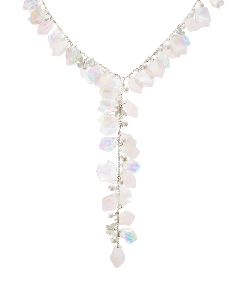Betsey Johnson Ivory Garden Glam Flower Petal Y-Necklace
