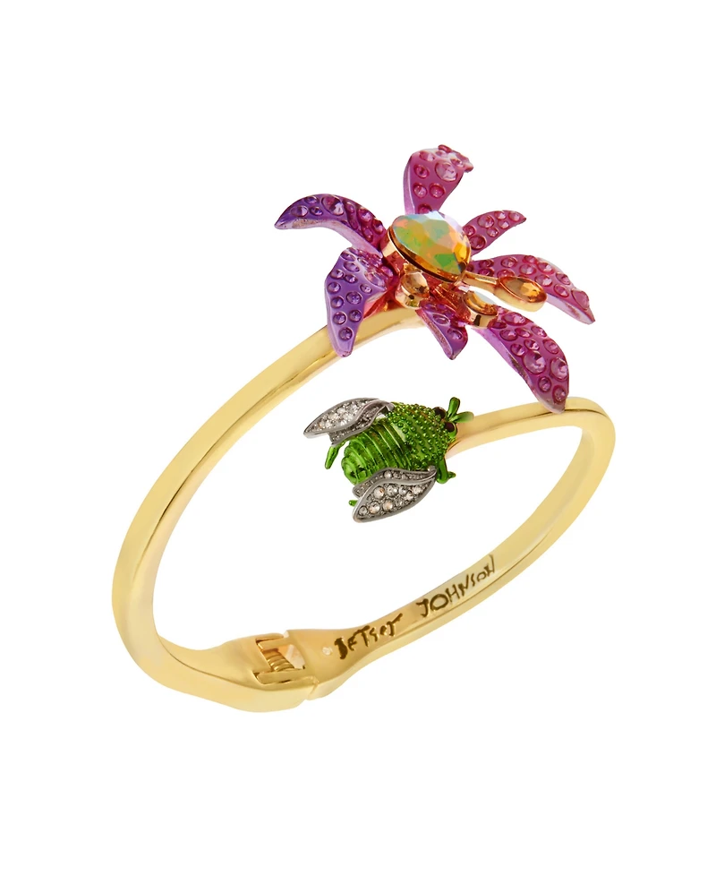 Betsey Johnson Faux Stone Garden Glam Iris Bangle Bracelet