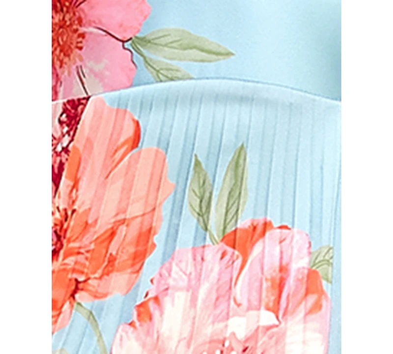 Katia Rae Juniors' Floral Bow-Back Pleated Maxi Dress