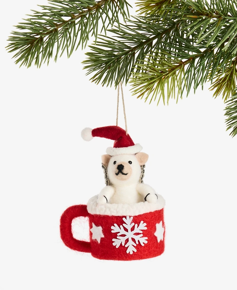 Holiday Lane Tiny Tidings Hedgehog in Mug Ornament, Macy's Exclusive