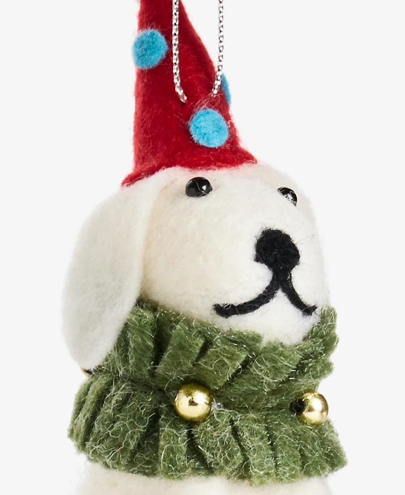 Holiday Lane Tiny Tidings Felted Dog with Hat Ornament, Macy's Exclusive