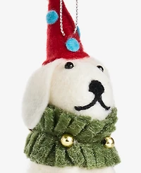Holiday Lane Tiny Tidings Felted Dog with Hat Ornament, Macy's Exclusive