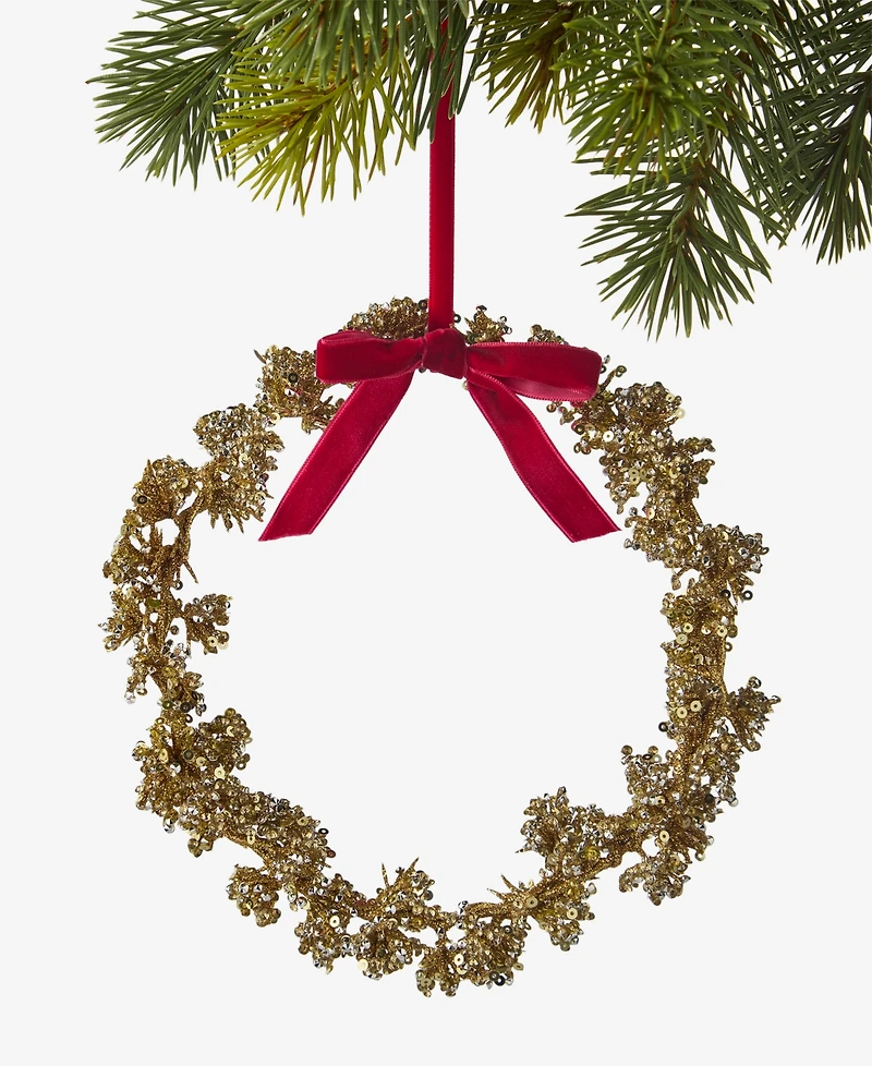 Holiday Lane Berry Tones Gold-Tone Wreath Ornament, Macy's Exclusive