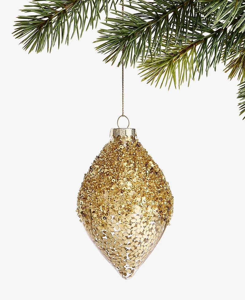 Holiday Lane Berry Tones Gold Glass Drop Ornament, Macy's Exclusive