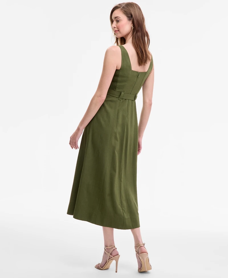 Taylor Women's Square-Neck Button-Front A-Line Dress