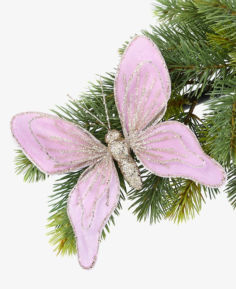 Holiday Lane Enchanted Forest Purple Glitter Butterfly Ornament, Macy's Exclusive